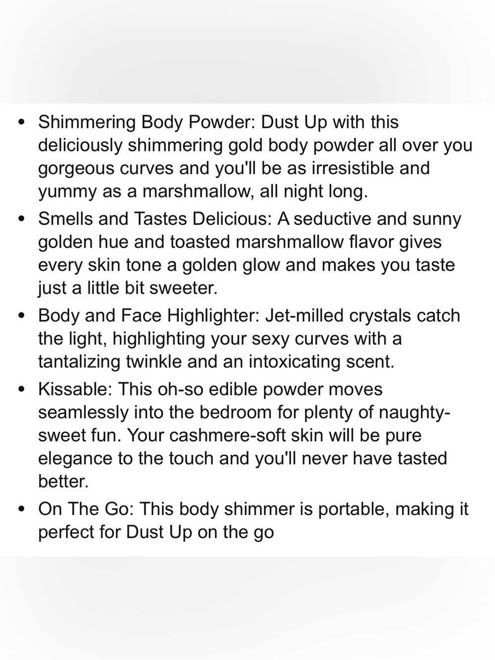 NEW Booty Parlor Dust Up Marshmallow Gold Kissable Shimmer Powder - Picture 12 of 16